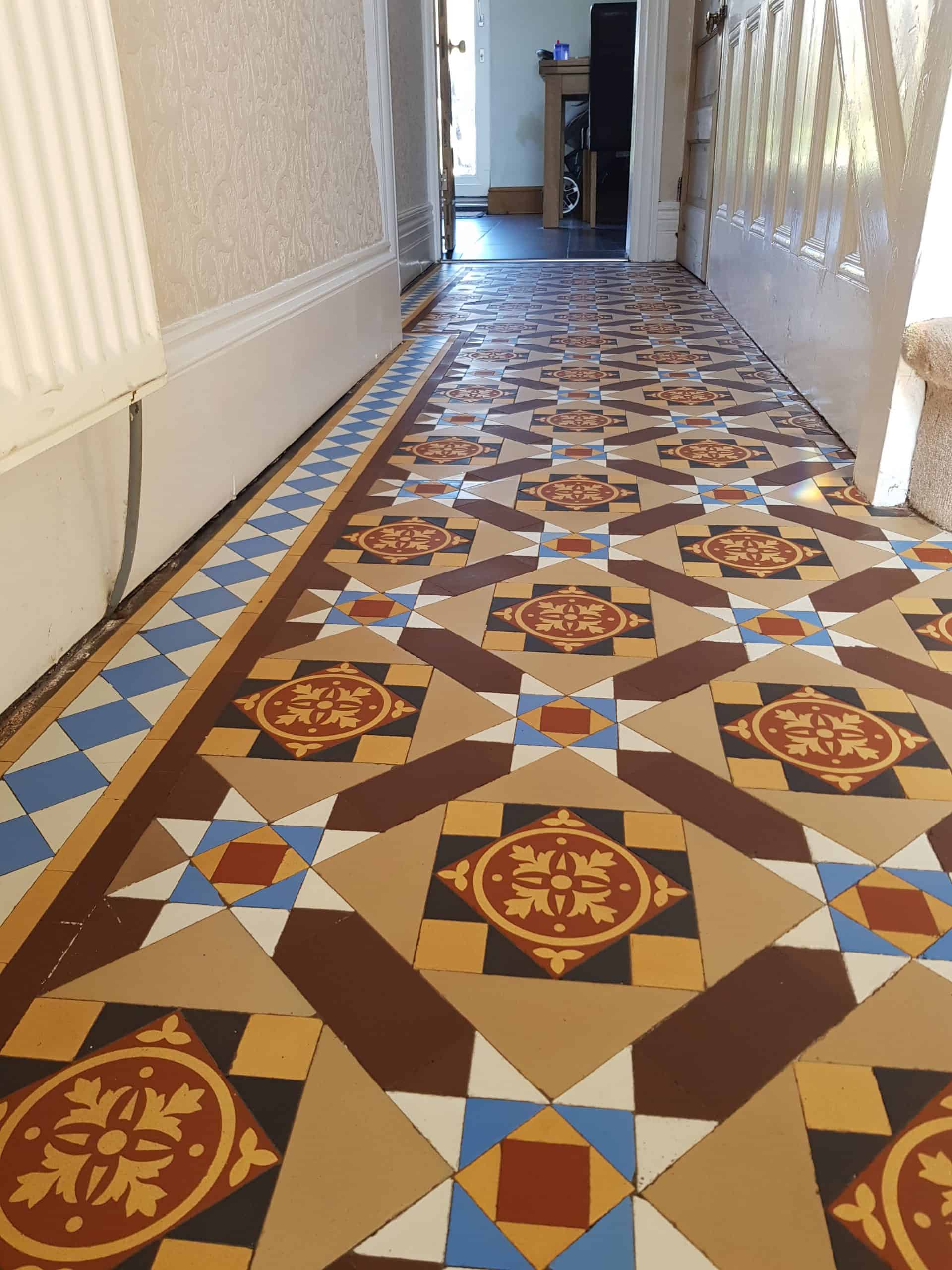Victorian floor tiles cleaned and restored in Barrow In Furness