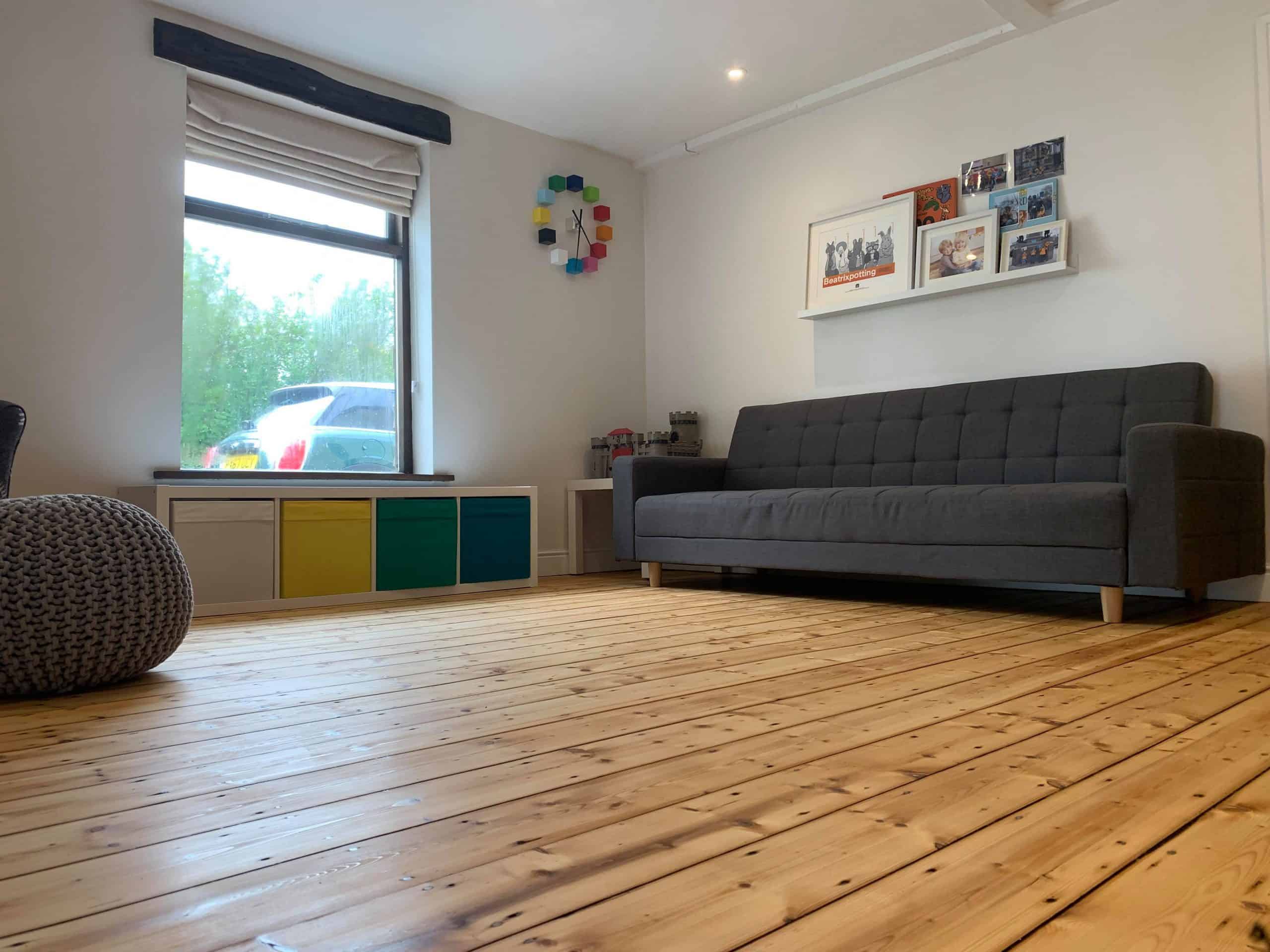 Pine Floorboards Sanded and Varnished