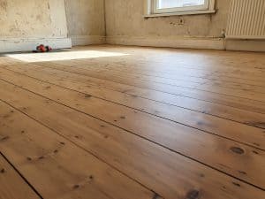 Pine Floorboards Sanded and Varnished