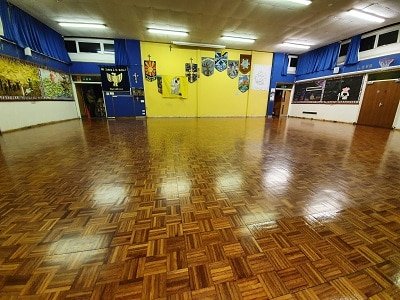 School parquet hall floor sanding