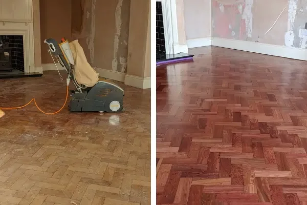 Rosewood Parquet refinishing project in Cumbria